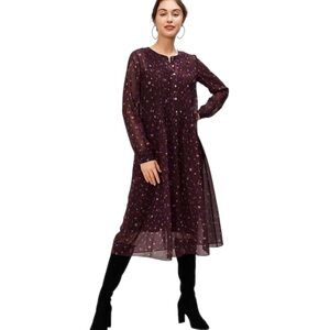 Wayward Fancies Pintuck Pleat Floral Print Georgette Shirtdress